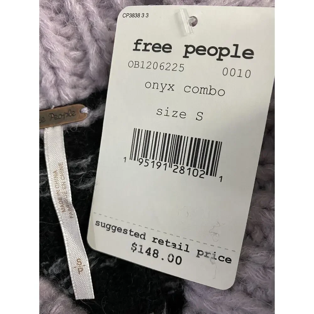 Free People Snow Globe Pullover Sweater Onyx Combo Size S A1453